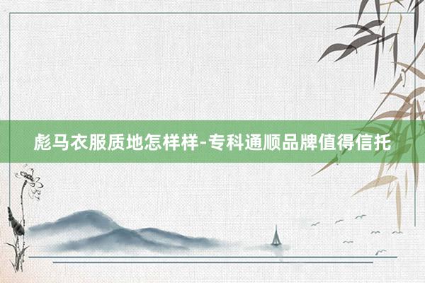 彪马衣服质地怎样样-专科通顺品牌值得信托
