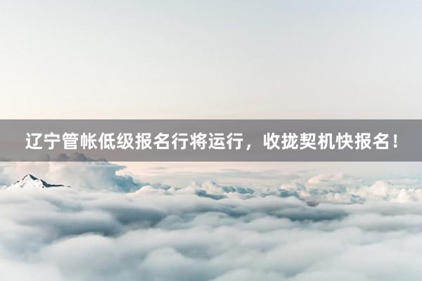 辽宁管帐低级报名行将运行，收拢契机快报名！
